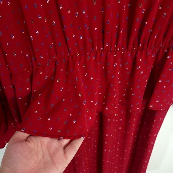 VintageāAntelsāRedĀ LongāSleeveāFlounceāWaistāDress - Picture 7 of 11